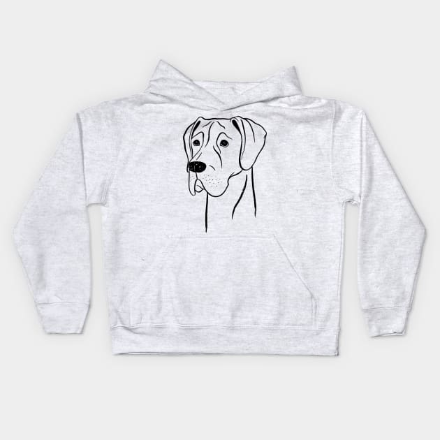 Great Dane (Black and White) Kids Hoodie by illucalliart